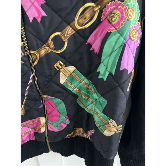 RALPH LAUREN Equestrian Black Full Zip Silk Cotton Cardigan Sweater Sz L - Picture 7 of 10